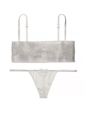 Victoria's Secret Metallic Silver Bandeau Bikini Set